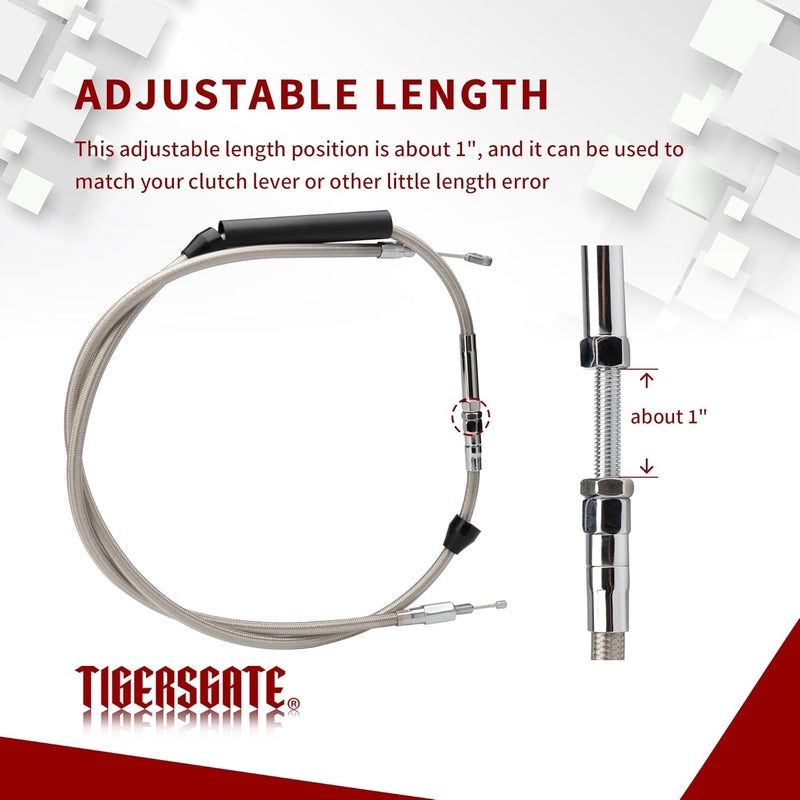TIGERSGATE 62 15/16" Clutch Cable for 2007-2016 Harley Touring Softail Dyna & 2018-up softail & 2020-up Touring, Stainless Steel - Image 5